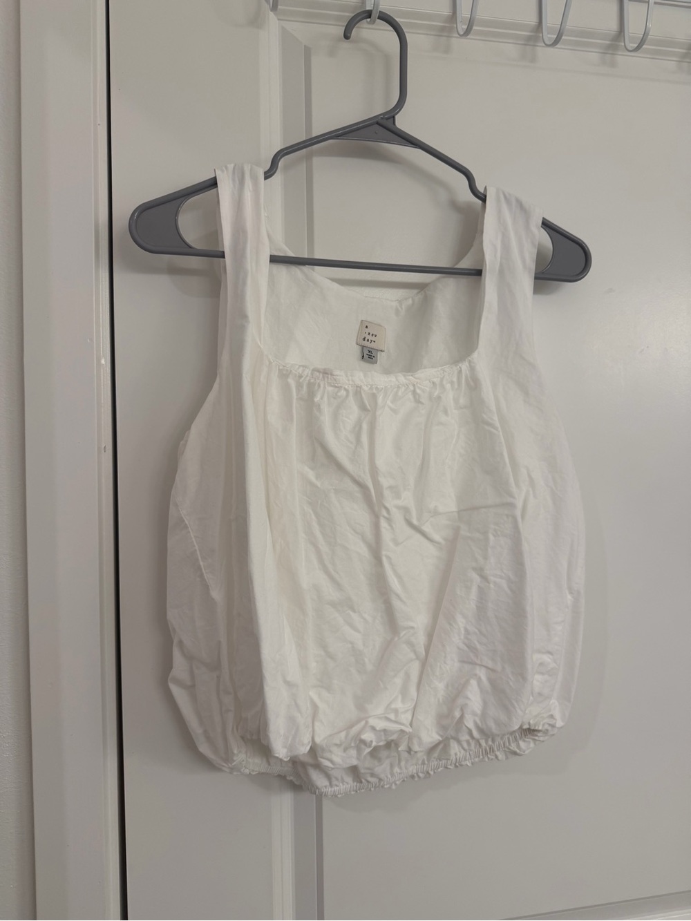 a new day White Square-Neck Bubble Hem Tank